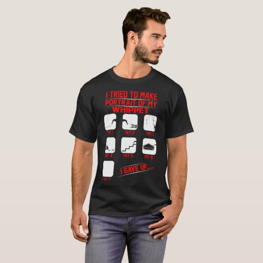 Portret van Funny Mischievous Whippet Dog T shirt (Voorkant volledig)