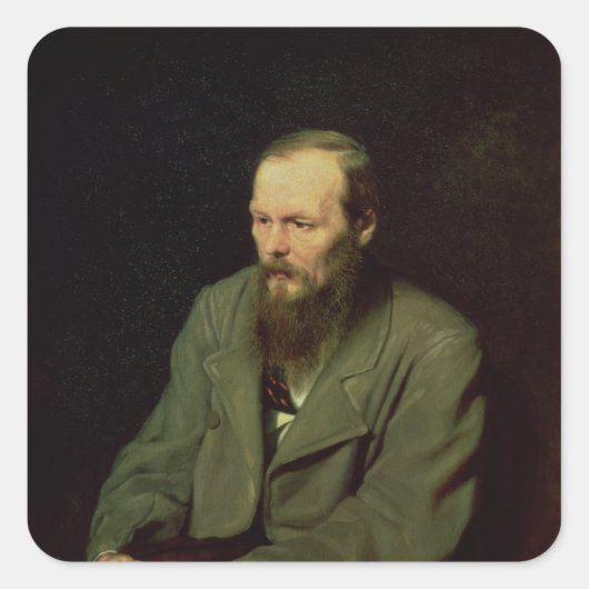 Portret van Fyodor Dostoyevsky 1872 Vierkante Sticker (Voorkant)