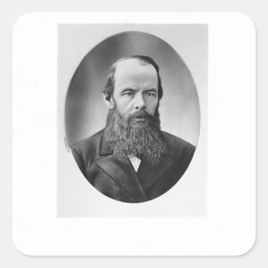Portret van Fyodor Mikhailovich Dostoyevsky Vierkante Sticker (Voorkant)