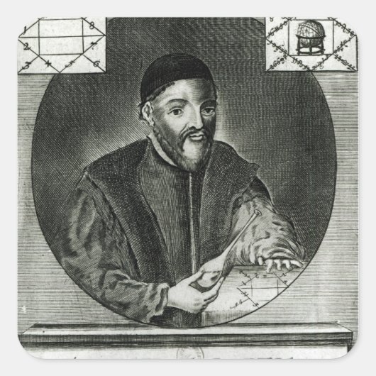 Portret van Gabriel Fallopius Vierkante Sticker (Voorkant)