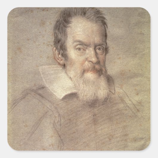 Portret van Galileo Galilei Astronomer Vierkante Sticker (Voorkant)