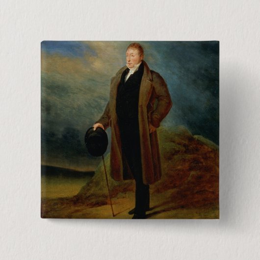 Portret van generaal La Fayette in burgerkleding, Vierkante Button 5,1 Cm (Voorkant)