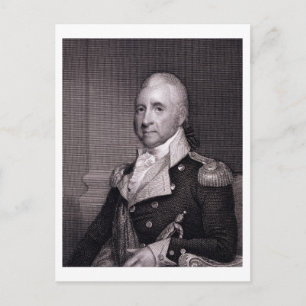Portret van generaal-majoor John Brooks, gegraveer Briefkaart
