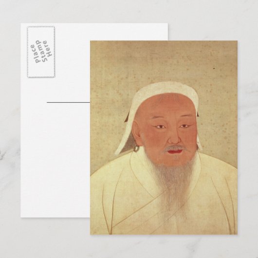 Portret van Genghis Khan, Mongol Khan Briefkaart (Voorkant / Achterkant)