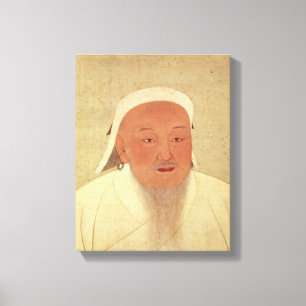Portret van Genghis Khan, Mongol Khan Canvas Afdruk