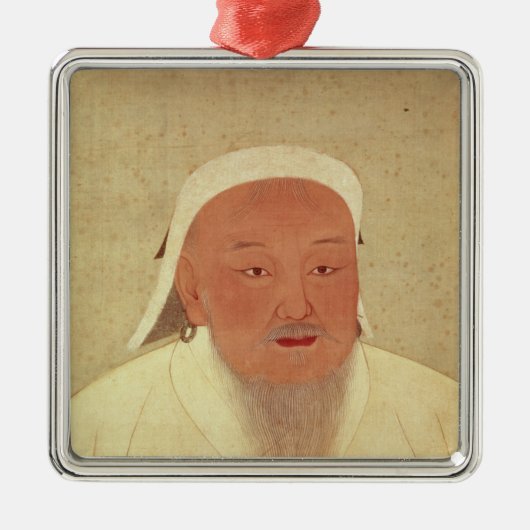 Portret van Genghis Khan, Mongol Khan Metalen Ornament (Voorkant)