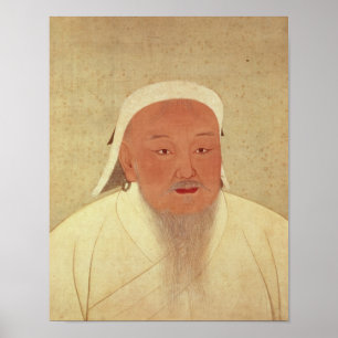 Portret van Genghis Khan, Mongol Khan Poster