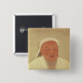 Portret van Genghis Khan, Mongol Khan Vierkante Button 5,1 Cm (Voorkant /achterkant)