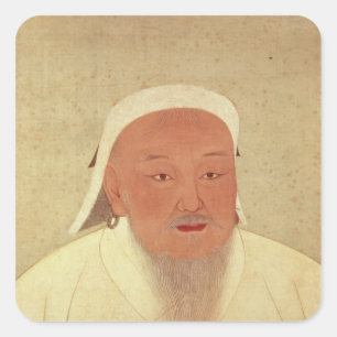 Portret van Genghis Khan, Mongol Khan Vierkante Sticker