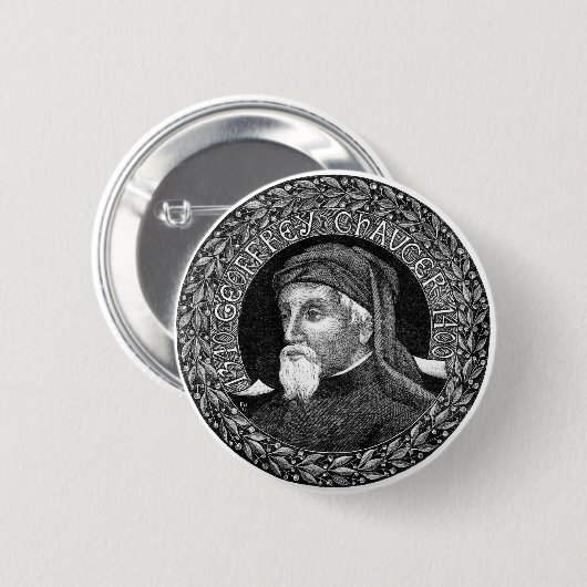 Portret van Geoffrey Chaucer Button (Voorkant /achterkant)
