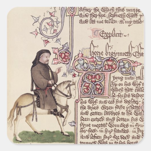 Portret van Geoffrey Chaucer-facsimile van Vierkante Sticker (Voorkant)