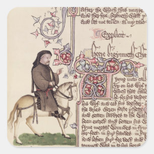 Portret van Geoffrey Chaucer-facsimile van Vierkante Sticker