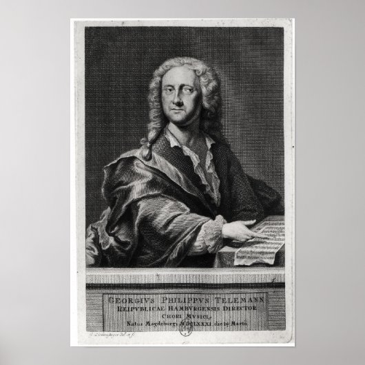 Portret van Georg Philipp Telemann Poster (Voorkant)