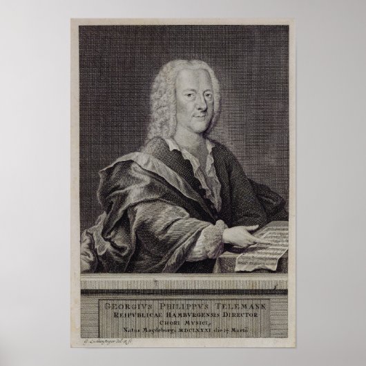 Portret van Georg Philipp Telemann Poster (Voorkant)