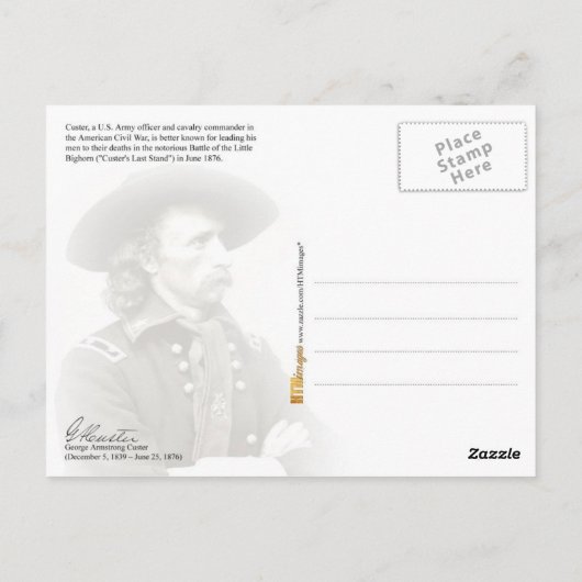 Portret van George Armstrong Custer Briefkaart (Achterkant)