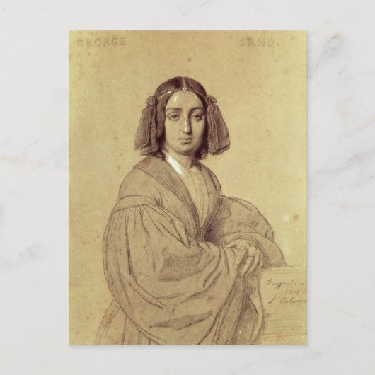 Portret van George Sand 1837 Briefkaart (Voorkant)