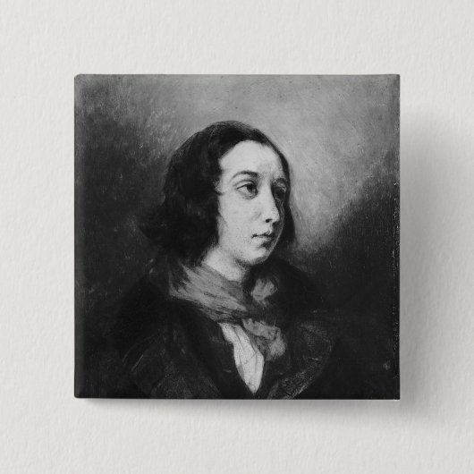 Portret van George Sand, 1838 Vierkante Button 5,1 Cm (Voorkant)
