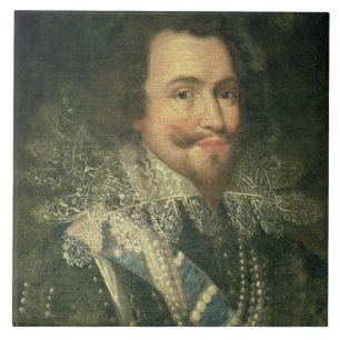 Portret van George Villiers, 1e hertog van Bucking Tegeltje