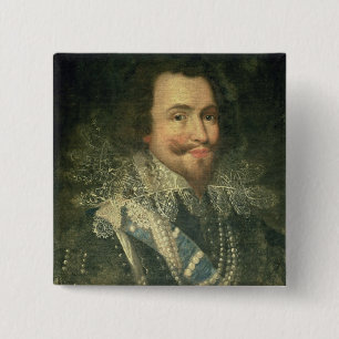 Portret van George Villiers, 1e hertog van Bucking Vierkante Button 5,1 Cm