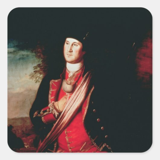 Portret van George Washington 1772 Vierkante Sticker (Voorkant)