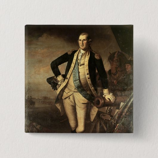 Portret van George Washington, 1779 Vierkante Button 5,1 Cm (Voorkant)