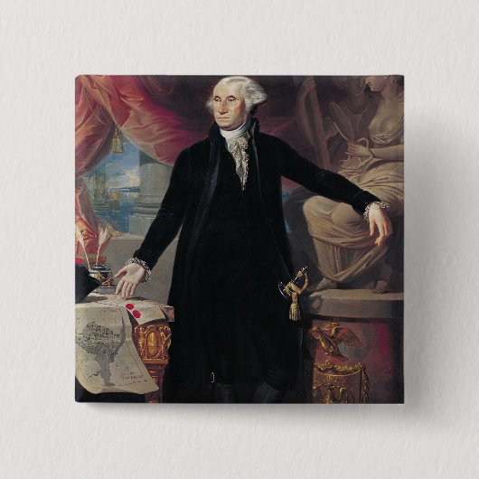 Portret van George Washington, 1796 Vierkante Button 5,1 Cm (Voorkant)