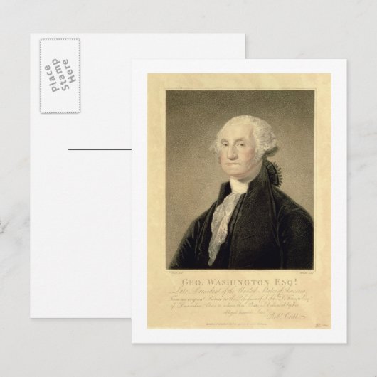 Portret van George Washington, gegraveerd door Wil Briefkaart (Voorkant / Achterkant)
