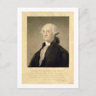 Portret van George Washington, gegraveerd door Wil Briefkaart