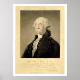 Portret van George Washington, gegraveerd door Wil Poster