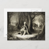  portret van George Washington Praying Briefkaart (Voorkant / Achterkant)