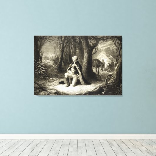  portret van George Washington Praying Canvas Afdruk (Insitu (Houten vloer))