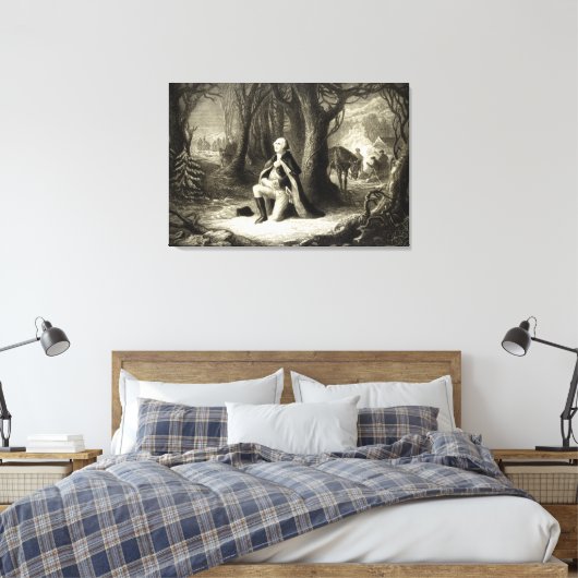  portret van George Washington Praying Canvas Afdruk (Insitu (Slaapkamer))
