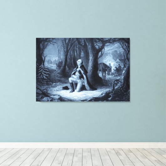  portret van George Washington Praying Canvas Afdruk (Insitu (Houten vloer))