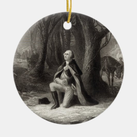  portret van George Washington Praying Keramisch Ornament (Voorkant)