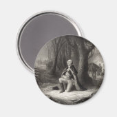  portret van George Washington Praying Magneet (Voorkant / Achterkant)