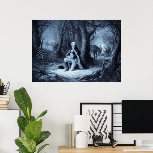  portret van George Washington Praying Poster (Thuiskantoor)