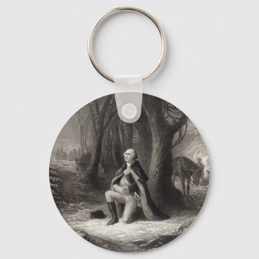 portret van George Washington Praying Sleutelhanger (Voorkant)