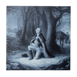  portret van George Washington Praying Tegeltje