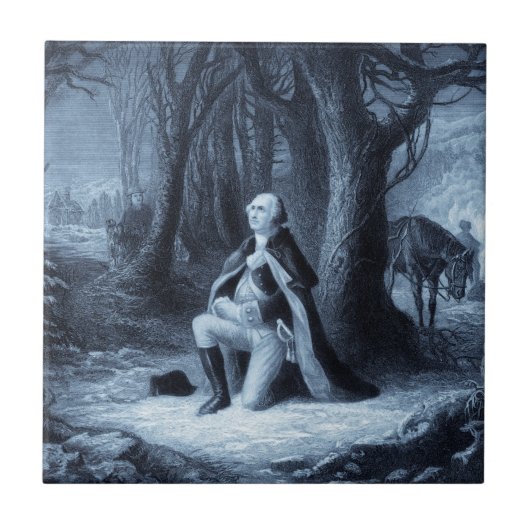  portret van George Washington Praying Tegeltje (Voorkant)