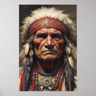 Portret van Geronimo, Indiaans opperhoofd en krijg Poster