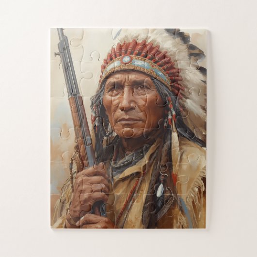 Portret van Geronimo, Indiaans opperhoofd krijger Legpuzzel (Verticaal)