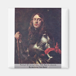 Portret van gewapende Mannen met rode armbanden Magneet