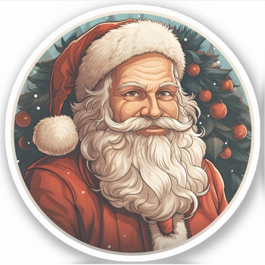 Portret van Geweldige Kerstman Sticker (Voorkant)