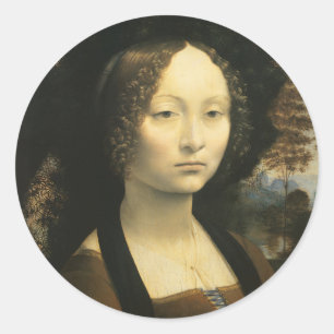 Portret van Ginevra Benci door Leonardo da Vinci Ronde Sticker