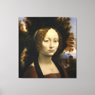 Portret van Ginevra de Benci door Leonardo da Vinc Canvas Afdruk
