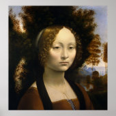 Portret van Ginevra de Benci door Leonardo da Vinc Poster (Voorkant)
