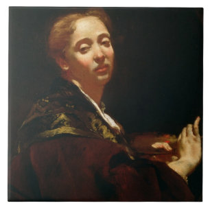 Portret van Giulia Lama (fl. 1728) Tegeltje