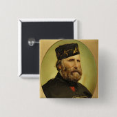Portret van Giuseppe Garibaldi Vierkante Button 5,1 Cm (Voorkant /achterkant)