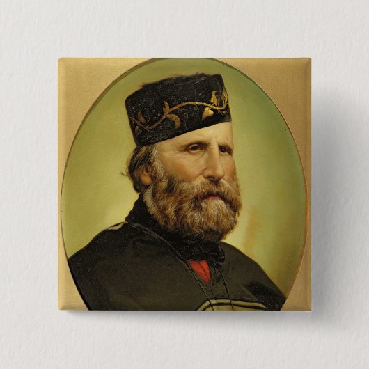 Portret van Giuseppe Garibaldi Vierkante Button 5,1 Cm (Voorkant)