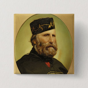 Portret van Giuseppe Garibaldi Vierkante Button 5,1 Cm